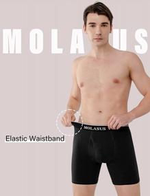 img 3 attached to 🩲 Premium Comfort: Molasus Cotton Boxer Briefs - Open Fly, Tagless Underwear for Men