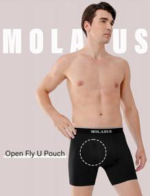 img 1 attached to 🩲 Premium Comfort: Molasus Cotton Boxer Briefs - Open Fly, Tagless Underwear for Men