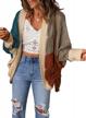 women's long sleeve color block cable knit cardigan sweater open front outwear logo