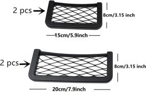 img 3 attached to 🚘 KyMy 4-Piece Car Storage Net Pocket Set - Universal Black Car Net Bag Holders for Phone, Purse Card, with Elastic Nylon Mesh Net Organizer