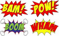 vinyl wall art decal set of 4 comic book superhero bam pow boom wham sound effects peel and stick stickers 10" h x 16" w cb5 logo
