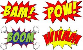 img 2 attached to Vinyl Wall Art Decal Set Of 4 Comic Book Superhero Bam Pow Boom Wham Sound Effects Peel And Stick Stickers 10" H X 16" W CB5