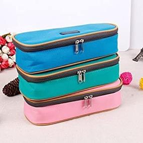img 2 attached to Multifunctional Canvas Pencil Case With Large Capacity For Storage And Organization - Pink Color
