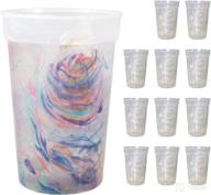 🌈 set of 12 usa-made 17oz color changing cups with rainbow confetti design – changes color with ice cold liquids (red, blue, green, purple, orange) логотип