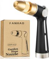 high-pressure metal garden hose nozzle with 4 spray patterns, thumb flow control, on-off valve for watering, car, and pet washing - fanhao логотип