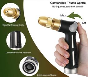 img 2 attached to High-Pressure Metal Garden Hose Nozzle With 4 Spray Patterns, Thumb Flow Control, On-Off Valve For Watering, Car, And Pet Washing - FANHAO