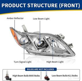 img 3 attached to 🚗 Autosaver88 Headlight Assembly Compatible with 2007-2009 Camry: Chrome Housing, Clear Lens Replacement Headlamps