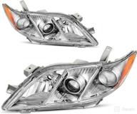 🚗 autosaver88 headlight assembly compatible with 2007-2009 camry: chrome housing, clear lens replacement headlamps logo