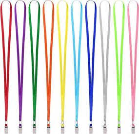 img 3 attached to Lanyard With Clip, Wisdompro 30 Pack Of 17 Inch Colorful Blank Flat Nylon Neck Lanyard Strap With Bulldog Clip Attachment For ID Badges, Name Tags - Multicolor