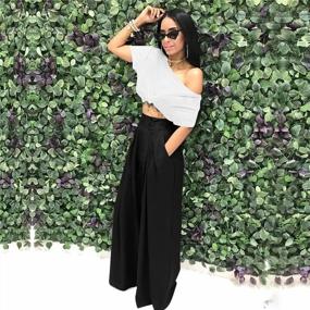 img 2 attached to Women'S Pants Casual Wide Leg Palazzo Pants High Waisted Lounge Flowy Pants Trousers With Pockets