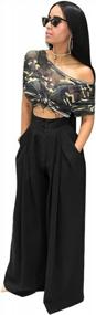 img 4 attached to Women'S Pants Casual Wide Leg Palazzo Pants High Waisted Lounge Flowy Pants Trousers With Pockets