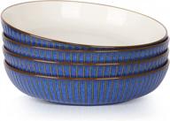 mikasa ceramic blue bowls set of 4 - 8 inch porcelain serving 28 oz salad plate logo