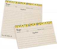 321done folding recipe cards (set of 50) sunflowers on rustic kraft tan, from the kitchen of - folds to 3x5 from 6x5 – boho retro vintage wedding baby bridal shower party - made in usa - floral logo