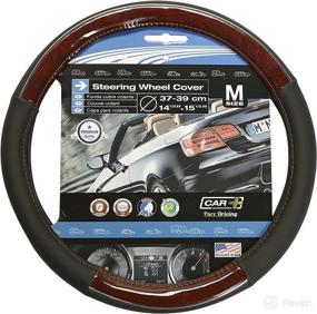 img 4 attached to 🚗 CAR+ P505172 Steering Wheel Cover - Black with Wood Grain Texture