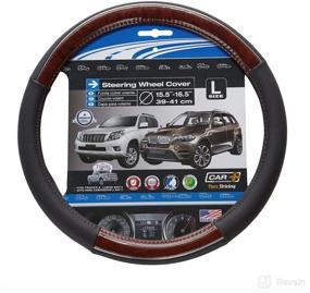 img 3 attached to 🚗 CAR+ P505172 Steering Wheel Cover - Black with Wood Grain Texture