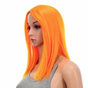 img 1 attached to Get A Stylish Makeover: Try SWACC 14-Inch Short Straight Hair Wig In Orange Color!