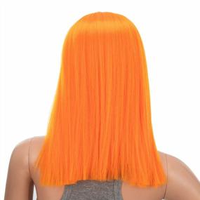 img 3 attached to Get A Stylish Makeover: Try SWACC 14-Inch Short Straight Hair Wig In Orange Color!