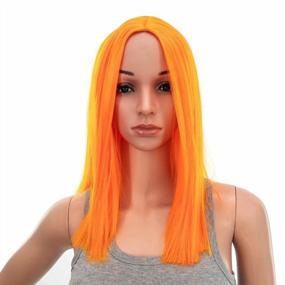 img 2 attached to Get A Stylish Makeover: Try SWACC 14-Inch Short Straight Hair Wig In Orange Color!