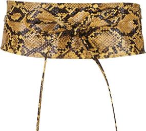 img 3 attached to 🐍 KRISP Women's Wide Snake Print Wrap Around Tie Waist Belt Waspie Corset Obi Cinch Band