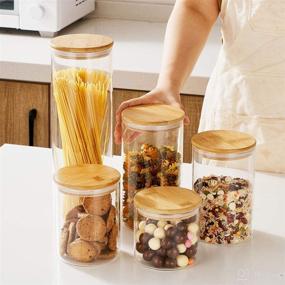 img 1 attached to 🍽️ Set of 5 Erreloda Glass Food Storage Jars Containers with Airtight Bamboo Lids - Perfect Kitchen Glass Canisters for Coffee, Flour, Sugar, Candy, Cookies, Spices, and More