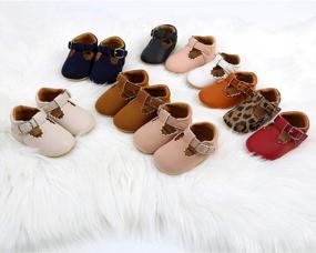 img 3 attached to SOFMUO Baby Boys Girls Lace Up Leather Sneakers Soft Rubber Sole Infant Moccasins Newborn Oxford Loafers Anti-Slip Toddler Wedding Uniform Dress Shoes