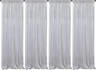4-pack sparkly silver sequin backdrop curtains, 2ft x 8ft, perfect for birthday party, cake table decorations and stage backgrounds logo