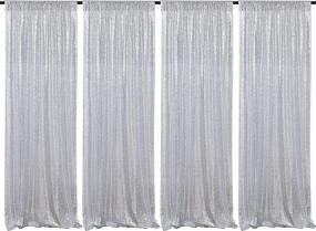 img 4 attached to 4-Pack Sparkly Silver Sequin Backdrop Curtains, 2Ft X 8Ft, Perfect For Birthday Party, Cake Table Decorations And Stage Backgrounds