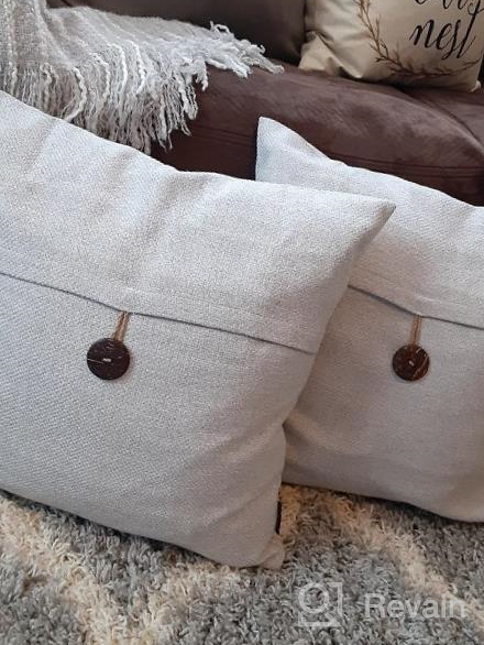 img 1 attached to Phantoscope Pack Of 2 Farmhouse Throw Pillow Covers Button Vintage Linen Decorative Pillow Cases For Couch Bed And Chair Navy Blue 18 X 18 Inches 45 X 45 Cm review by Brandon Selpasoria