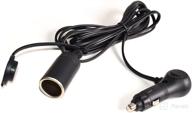 🔌 car cigarette lighter extension cable plug with on/off switch, indicator light, 10a fuse, 18awg cord, 3m/9.8ft length, 12v/24v (black) logo