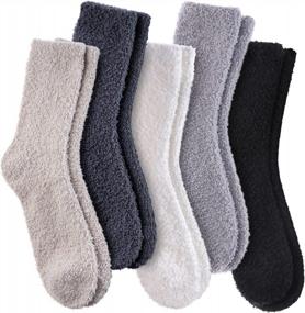 img 4 attached to 5 Pack Dosoni Womens Fuzzy Slipper Socks: Super Soft, Fluffy & Warm For Comfort At Home!