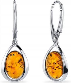 img 4 attached to Complete Set Of Peora Baltic Amber Jewelry With Sterling Silver: Stunning Floating Oval Pendant, Earrings And Bracelet In Rich Cognac