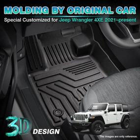 img 3 attached to 🚗 TGBROS Custom Fit Car Floor Mats for Jeep Wrangler 4XE 2021-2022 (Excluding 2 Door and JL Unlimited Models) | All-Weather Floor Mat Liners Front & Rear Row Full Set | Non-Slip TPE Odourless