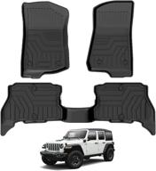 🚗 tgbros custom fit car floor mats for jeep wrangler 4xe 2021-2022 (excluding 2 door and jl unlimited models) | all-weather floor mat liners front & rear row full set | non-slip tpe odourless logo