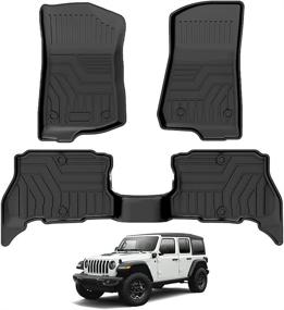 img 4 attached to 🚗 TGBROS Custom Fit Car Floor Mats for Jeep Wrangler 4XE 2021-2022 (Excluding 2 Door and JL Unlimited Models) | All-Weather Floor Mat Liners Front & Rear Row Full Set | Non-Slip TPE Odourless