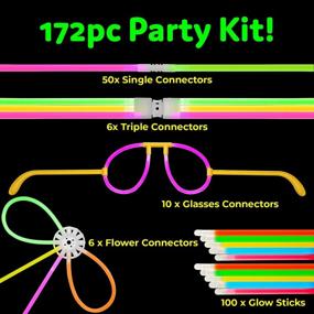 img 3 attached to 100Pk 8 Inch Bulk Glow Sticks Party Supplies With Connectors - Glowing Necklaces, Light Up Glasses & Flowers Decorations For Parties & Events.