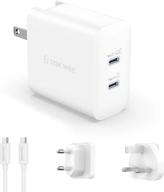 usb c charger syncwire 67w 2-port pd 3.0 usb c fast charger with 1.8m usb-c cable travel foldable charger for macbook pro/air, ipad pro, iphone 14/13/12/11 series, galaxy s22, dell xps 13, pixel etc logo