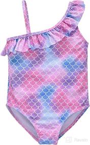 img 4 attached to 👶 Adorable Kavkas Baby Girl Swimsuit: One Piece Bathing Suit with Sun Protection, Ruffles Swimwear | Sizes 9M-6T