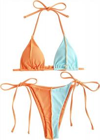 img 4 attached to ZAFUL Polka Dot High Cut Triangle Bikini Set: Stylish Two-Piece Swimsuit For Women