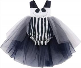 img 4 attached to Halloween Cutie: Adorable Infant Girl Romper With Halter Bowknot And Tutu Dress