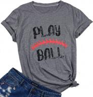 women's casual baseball tee shirt with play ball design - letter printed softball graphic top for optimal style and comfort logo