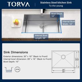 img 2 attached to Upgrade Your Kitchen With TORVA'S 30-Inch Undermount Sink - High-Quality Stainless Steel And Perfect Size For 33 Inch Cabinets