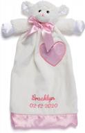 personalized baptism gift - 15in lovable lamb security blanket lovie with pink embroidery logo