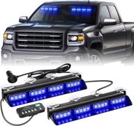 🚨 high visibility emergency dash strobe lights - safety flashing warning hazard interior front/rear windshield deck split light bar w/ suction cups for police ambulance vehicles trucks - 2x14 inch, blue логотип