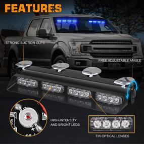 img 2 attached to 🚨 High Visibility Emergency Dash Strobe Lights - Safety Flashing Warning Hazard Interior Front/Rear Windshield Deck Split Light Bar w/ Suction Cups for Police Ambulance Vehicles Trucks - 2x14 inch, Blue