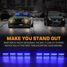 img 3 attached to 🚨 High Visibility Emergency Dash Strobe Lights - Safety Flashing Warning Hazard Interior Front/Rear Windshield Deck Split Light Bar w/ Suction Cups for Police Ambulance Vehicles Trucks - 2x14 inch, Blue