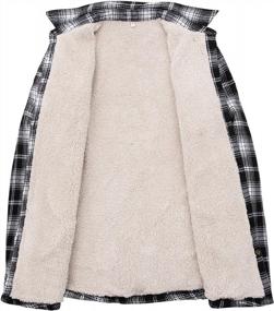 img 1 attached to Женская шерстяная фланелевая куртка с ручными карманами, теплая флисовая подкладка на пуговицах в клетку, фланелевая рубашка-рубашка