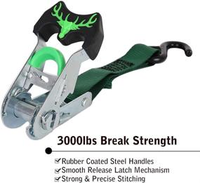 img 2 attached to 🔒 XSTRAP STANDARD Heavy Duty Ratchet Tie Down Straps - 2 Pack - 1-1/16&#39;&#39; x 12 Ft - 3000 Lbs Break Strength - Moving Straps for UTV, ATV, Dirt Bike, Motorcycle, Truck Accessories