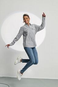 img 1 attached to Stylish Long Sleeve Striped Button Down Shirts With Pockets For Women - Comfortable Like Linen