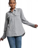 stylish long sleeve striped button down shirts with pockets for women - comfortable like linen logo