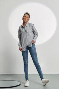 img 2 attached to Stylish Long Sleeve Striped Button Down Shirts With Pockets For Women - Comfortable Like Linen